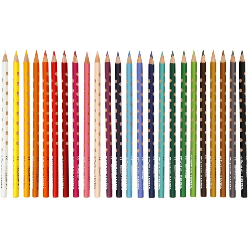 Groove Slim Buntstifte, L 18 cm, Mine 3,3 mm, Sortierte Farben, 24 Stk/ 1 Pck