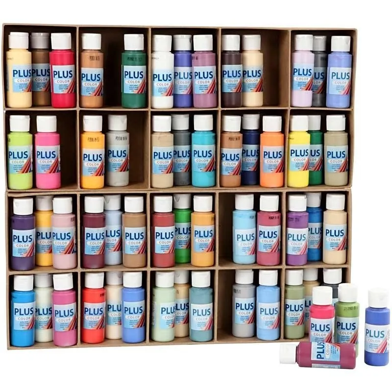Plus Color Bastelfarbe, Sortierte Farben, 60x60 ml/ 1 Pck
