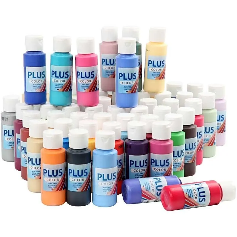Plus Color Bastelfarbe, Sortierte Farben, 60x60 ml/ 1 Pck