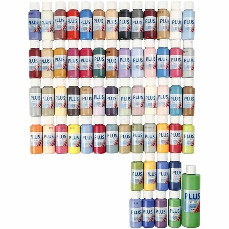 Plus Color Bastelfarbe, Sortierte Farben, 60x60 ml/ 1 Pck