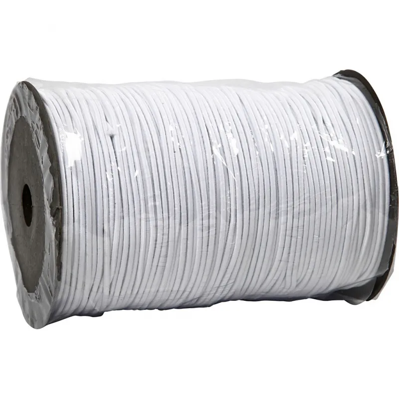 Elastische Schnur, Dicke 2 mm, Weiß, 250 m/ 1 Rolle