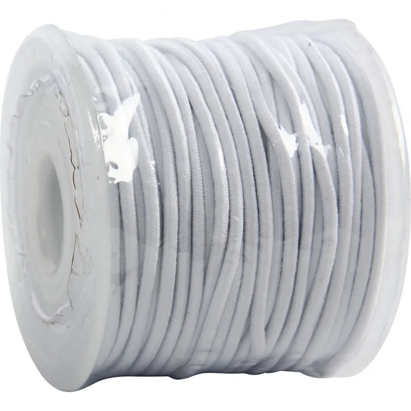 Elastische Schnur, Dicke 2 mm, Weiß, 25 m/ 1 Rolle
