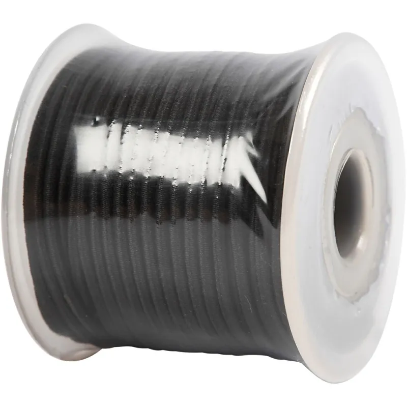 Elastische Schnur, Dicke 2 mm, Schwarz, 25 m/ 1 Rolle