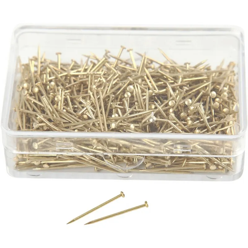 Stecknadeln, L 16 mm, Dicke 0,65 mm, ca. 500 Stk, Gold, 35 g/ 1 Pck