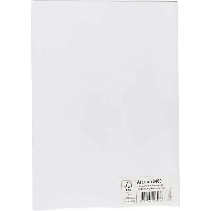 Farbiges Papier, A4, Blatt 210x297 mm, 80 g, Sortierte Farben, 280 Bl. sort./ 1 Pck