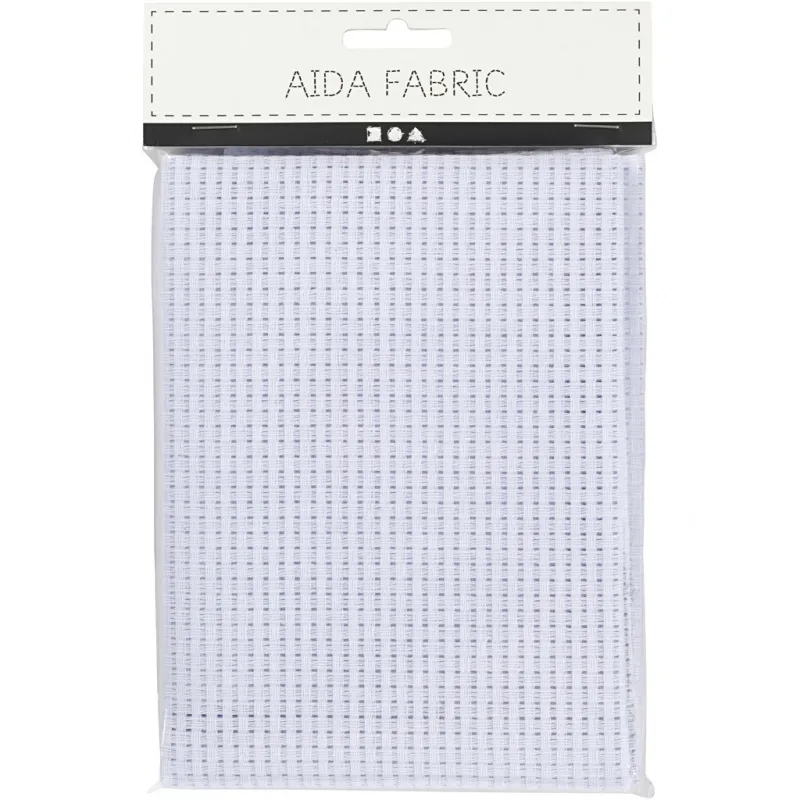 Aida-Stoff, Größe 50x50 cm, 24 Kästchen pro 10 cm, Weiß, 1 Stk