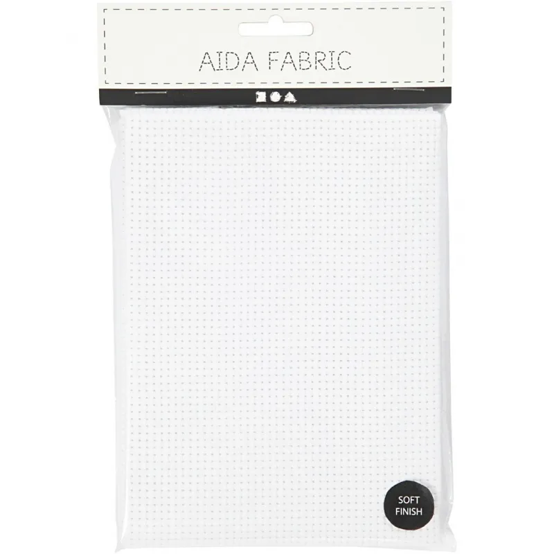 Aida-Stoff, Größe 50x50 cm, 35 Kästchen pro 10 cm, Weiß, 1 Stk