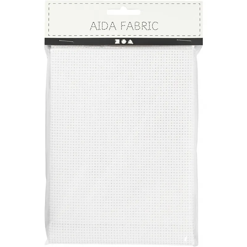 Aida-Stoff, Größe 50x50 cm, 43 Kästchen pro 10 cm, Weiß, 1 Stk