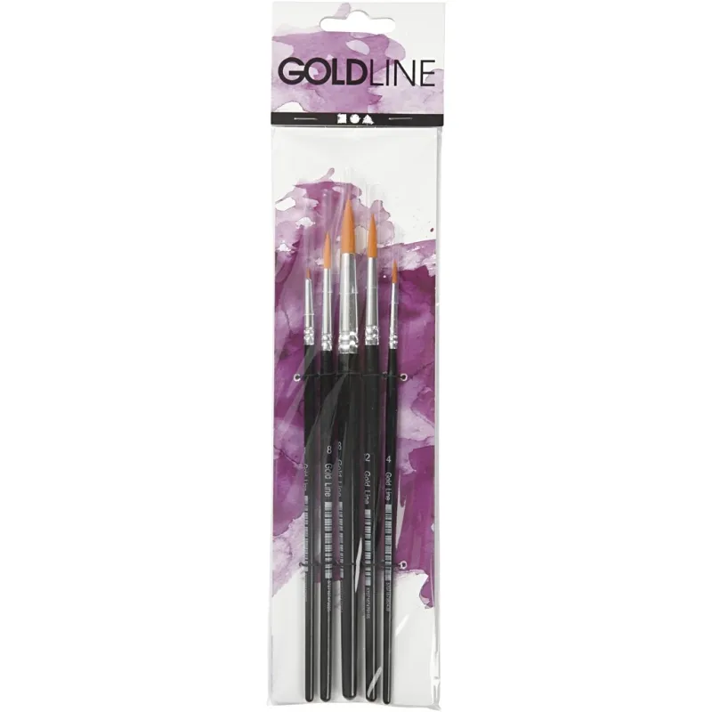 Gold Line Pinsel, Nr. 1+4+8+12+18, L 17-19 cm, B 1-7 mm, rund, 5 Stk/ 1 Pck