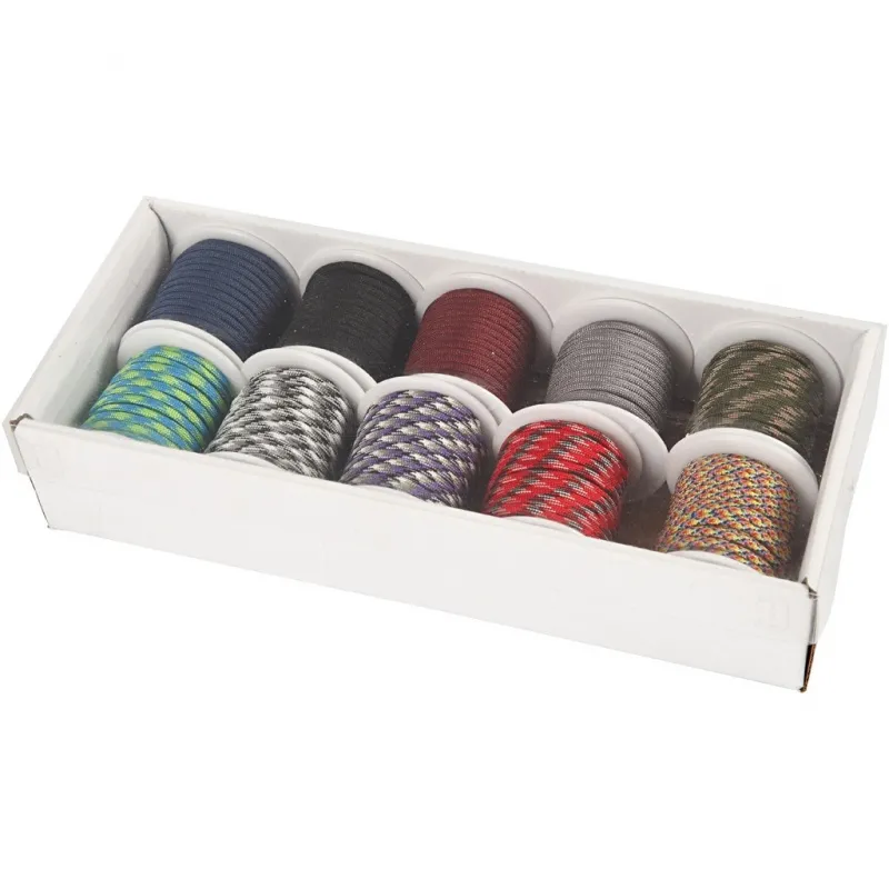 Nylon-Kordel, B 5 mm, Sortierte Farben, 100 m, 10x10 m/ 1 Pck