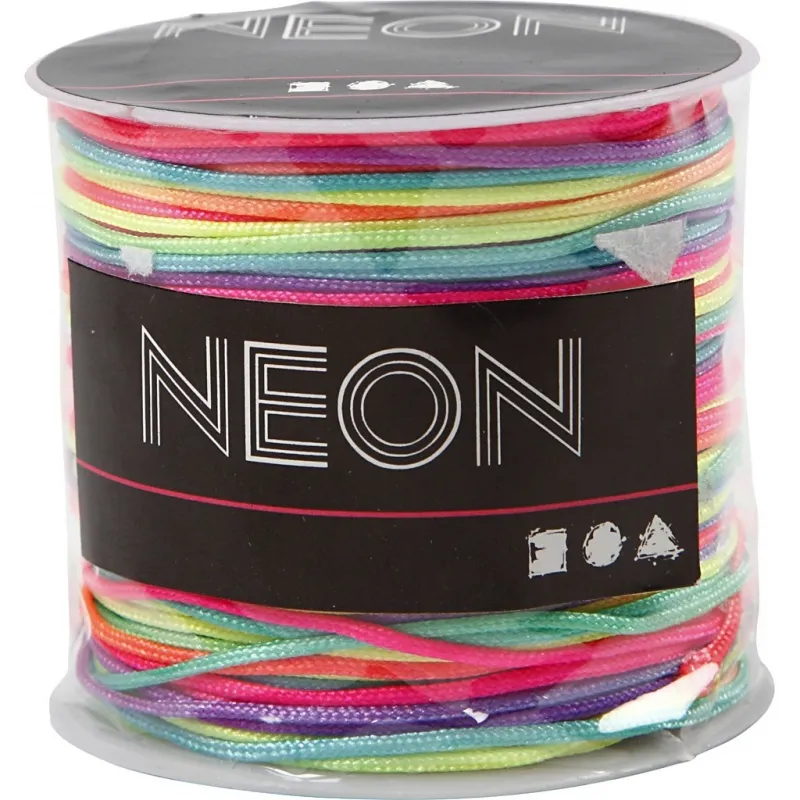 Makramée-Schnur, multicolor, Dicke 1 mm, Neonfarben, 28 m/ 1 Rolle