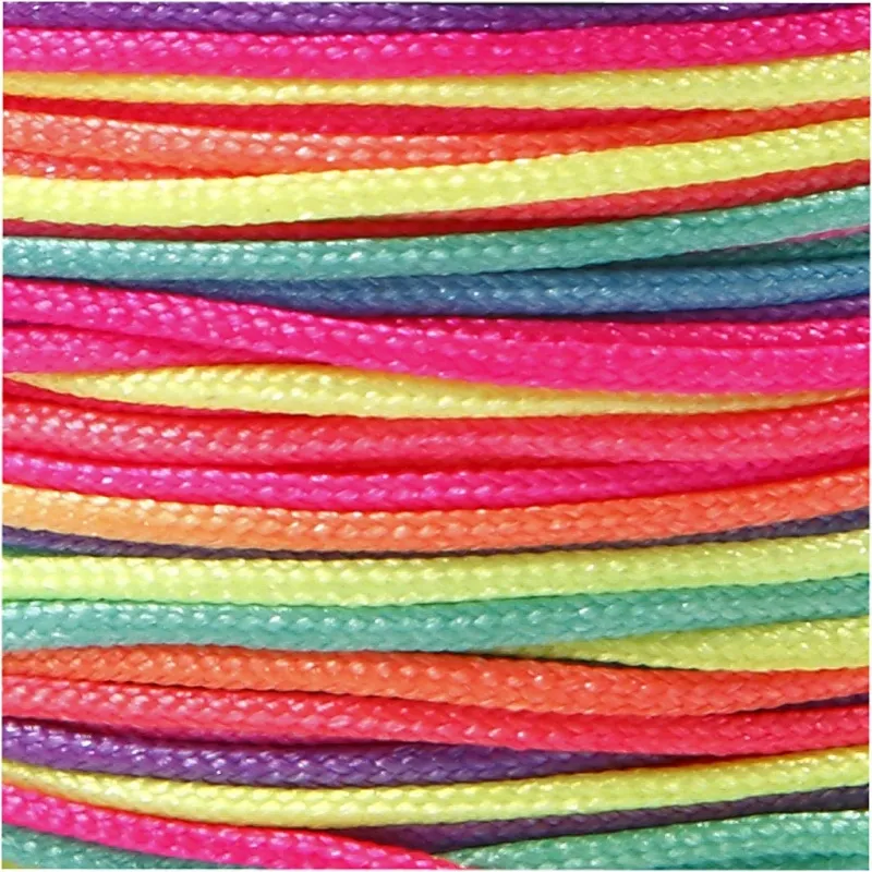 Makramée-Schnur, multicolor, Dicke 1 mm, Neonfarben, 28 m/ 1 Rolle