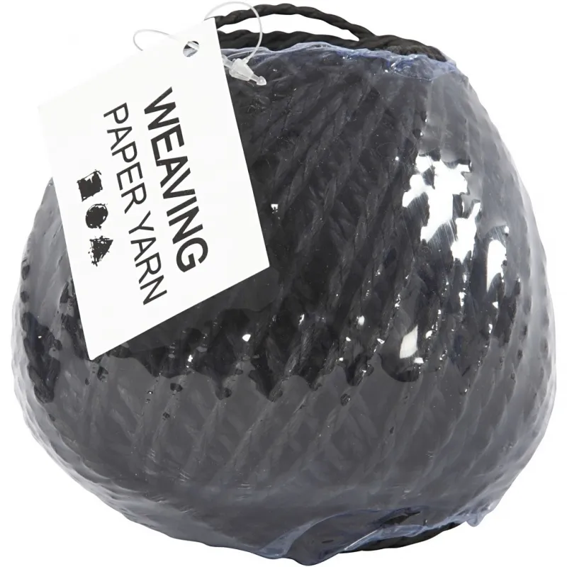 Papiergarn, Dicke 2,5-3 mm, Schwarz, 150 g, 40 m/ 1 Knäuel