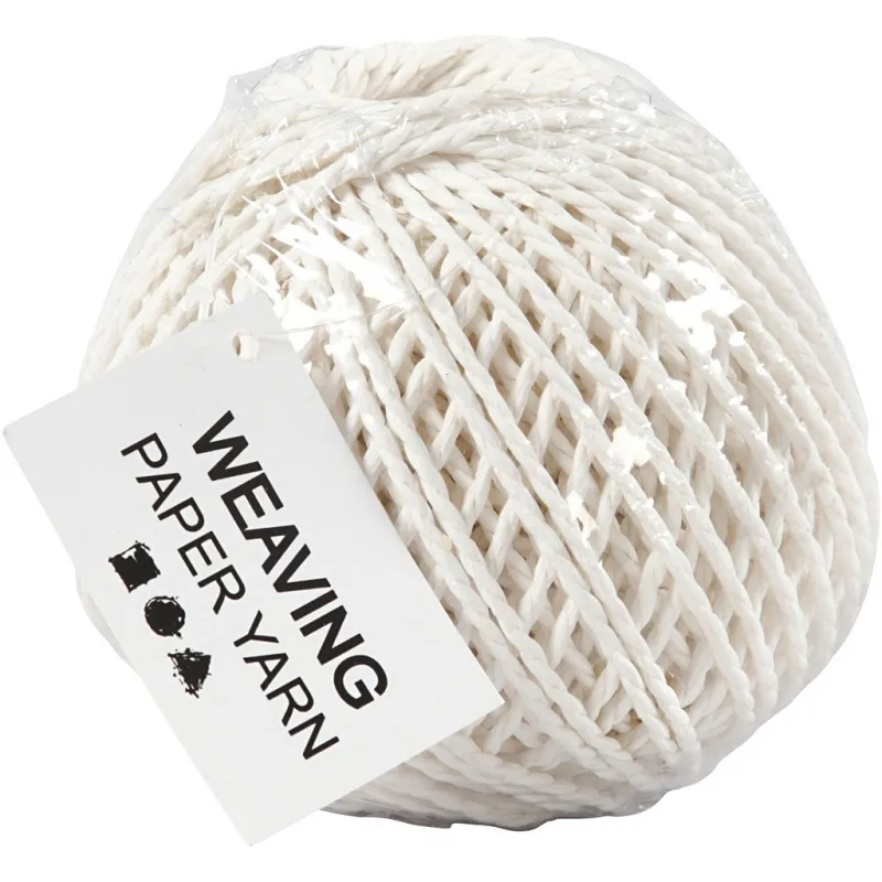 Papiergarn, Dicke 2,5-3 mm, Weiß, 150 g, 40 m/ 1 Knäuel