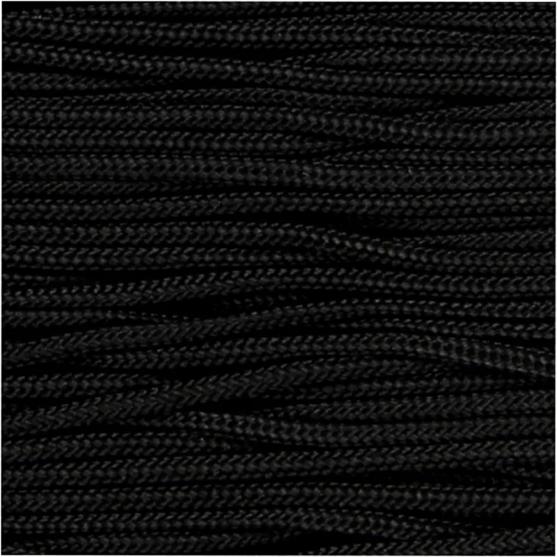 Macramé-Kordel, Dicke 1 mm, Schwarz, 10 m/ 1 Rolle