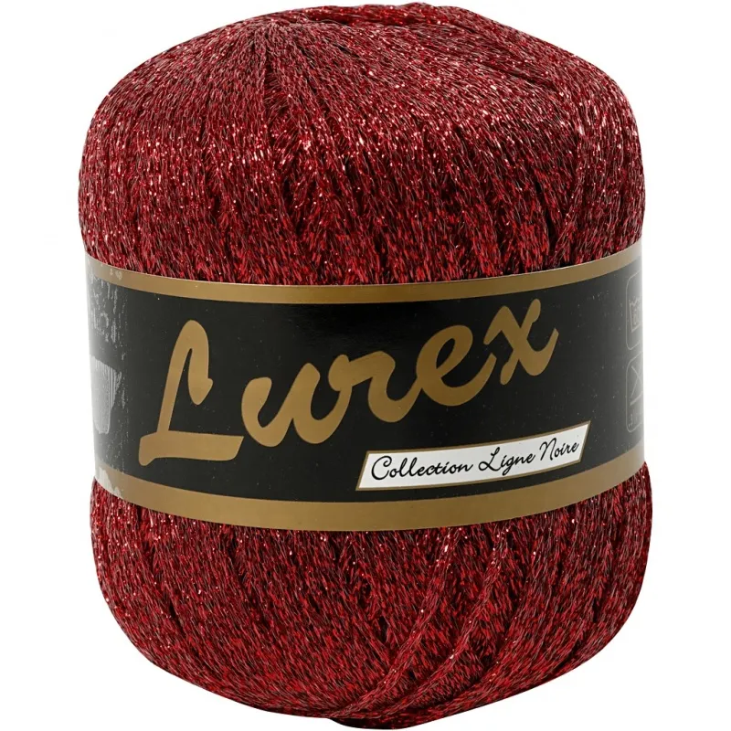Lurexgarn, L 160 m, Rot, 25 g/ 1 Knäuel