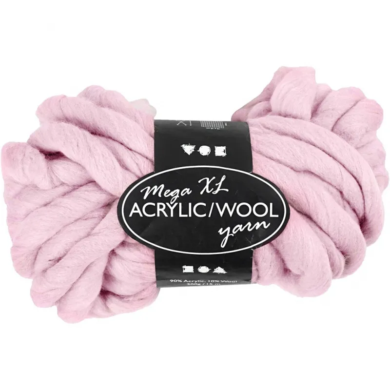 XL-Chunky-Garn aus Polyacryl/Wolle, L 15 m, Größe mega, Rosa, 300 g/ 1 Knäuel