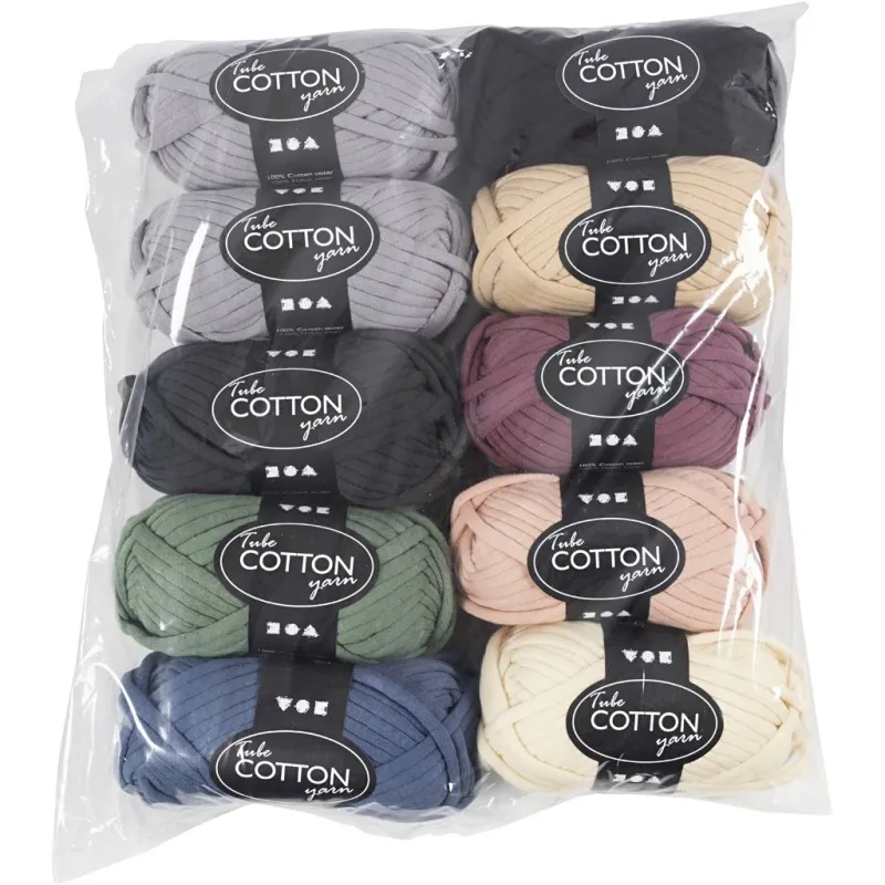 Schlauchgarn, L 45 m, Farbe kann variieren , Sortierte Farben, 10x100 g/ 1 Pck