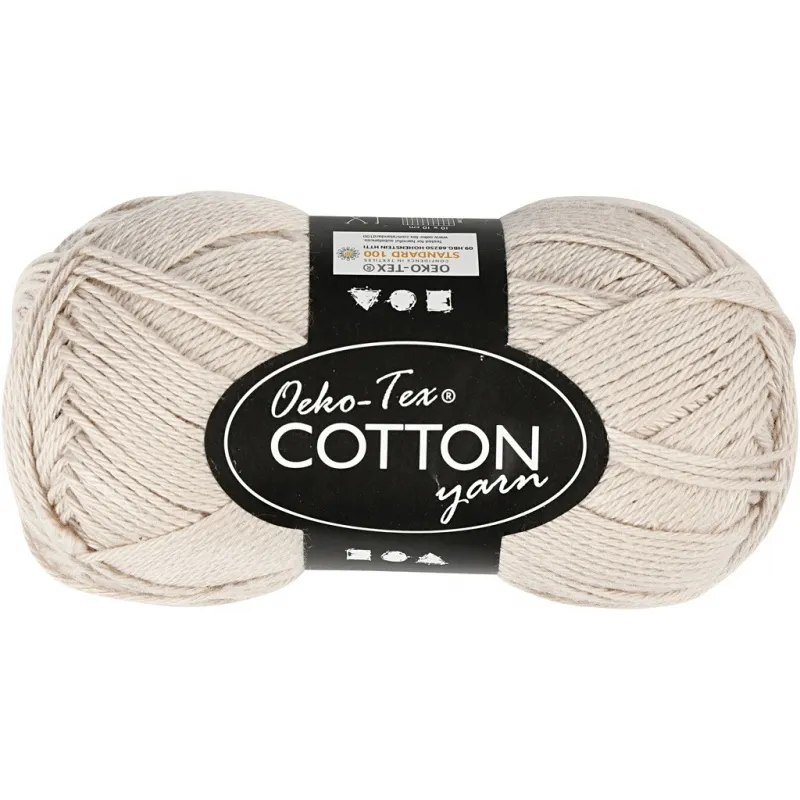 Baumwollgarn, Nr. 8/4, L 170 m, Nadel 3-3,5, Beige, 50 g/ 1 Knäuel