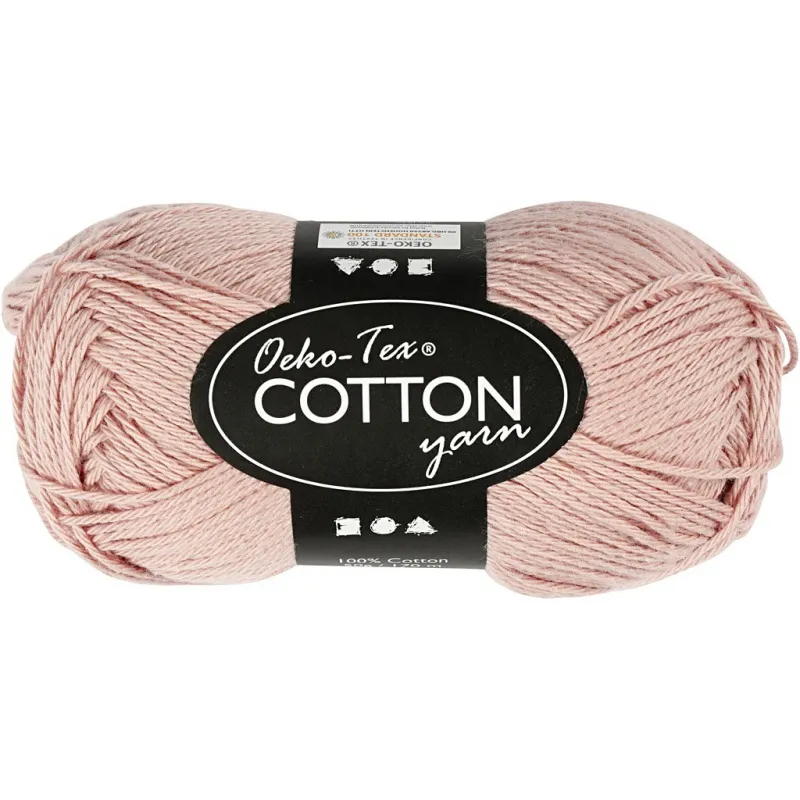 Baumwollgarn, Nr. 8/4, L 170 m, Nadel 3-3,5, Hellrosa, 50 g/ 1 Knäuel