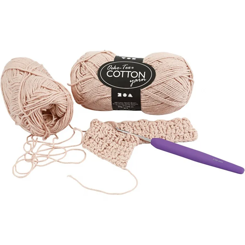 Baumwollgarn, Nr. 8/4, L 170 m, Nadel 3-3,5, Hellrosa, 50 g/ 1 Knäuel