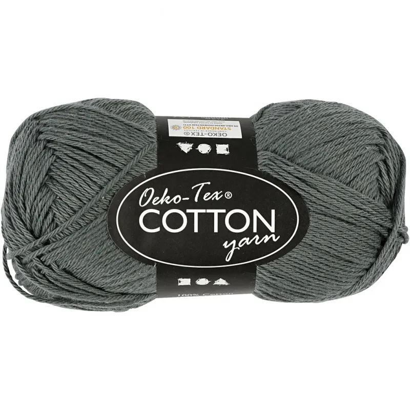 Baumwollgarn, Nr. 8/4, L 170 m, Nadel 3-3,5, Grau, 50 g/ 1 Knäuel