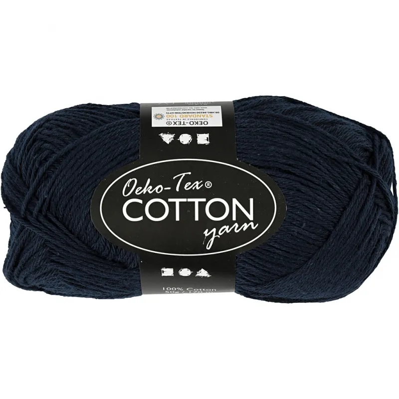 Baumwollgarn, Nr. 8/4, L 170 m, Nadel 3-3,5, Dunkelblau, 50 g/ 1 Knäuel