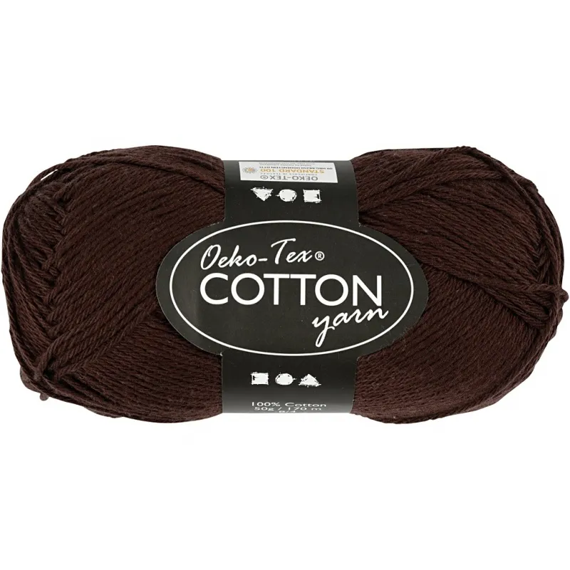 Baumwollgarn, Nr. 8/4, L 170 m, Nadel 3-3,5, Dunkelbraun, 50 g/ 1 Knäuel