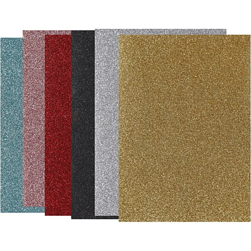 Bügelfolie, Blatt 148x210 mm, Glitter, Sortierte Farben, 6x10 Bl./ 1 Pck