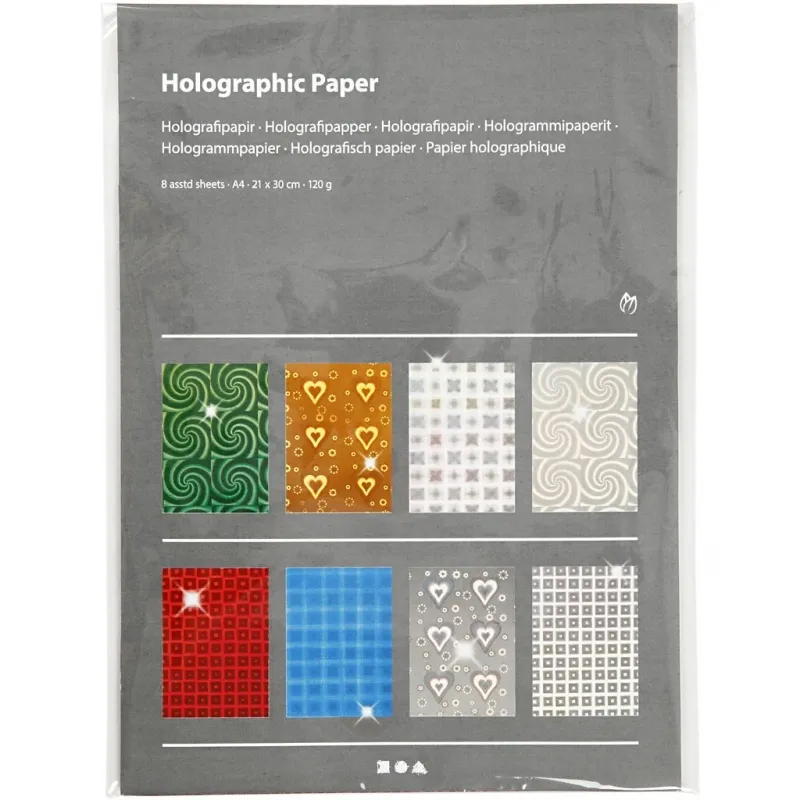 Hologramm-Papier, A4, Blatt 210x297 mm, 120 g, 80 Bl. sort./ 1 Pck
