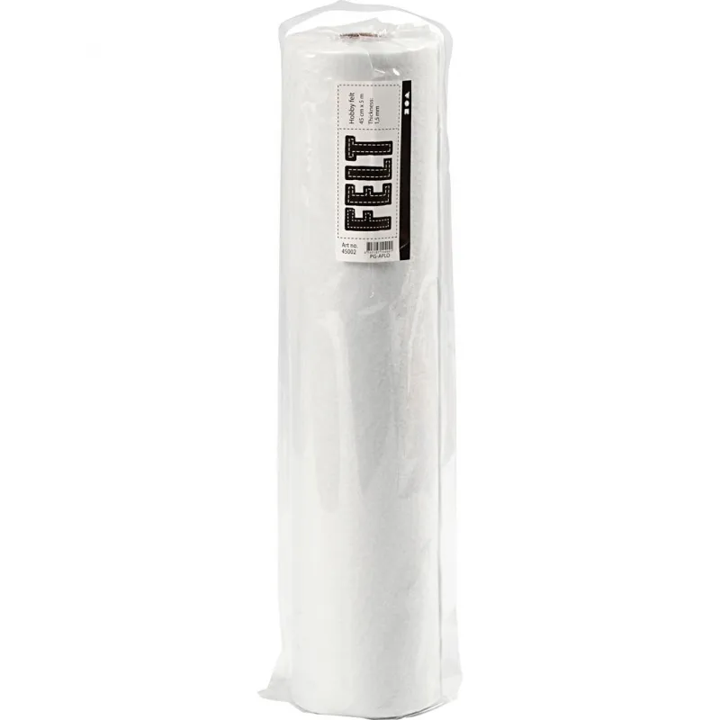 Bastelfilz, B 45 cm, Dicke 1,5-2 mm, 180-200 g, Weiß, 5 m/ 1 Rolle