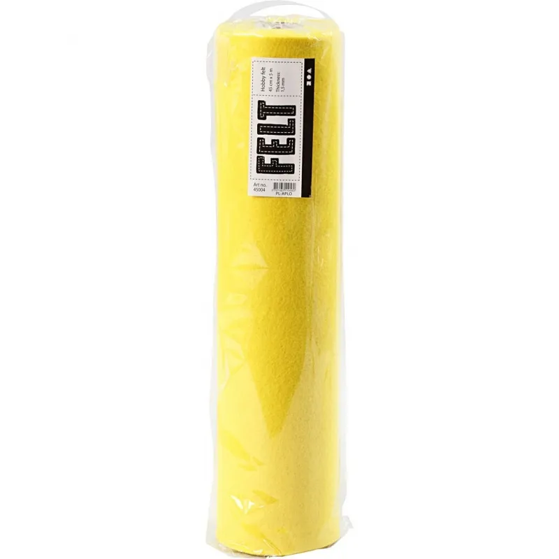 Bastelfilz, B 45 cm, Dicke 1,5-2 mm, 180-200 g, Gelb, 5 m/ 1 Rolle
