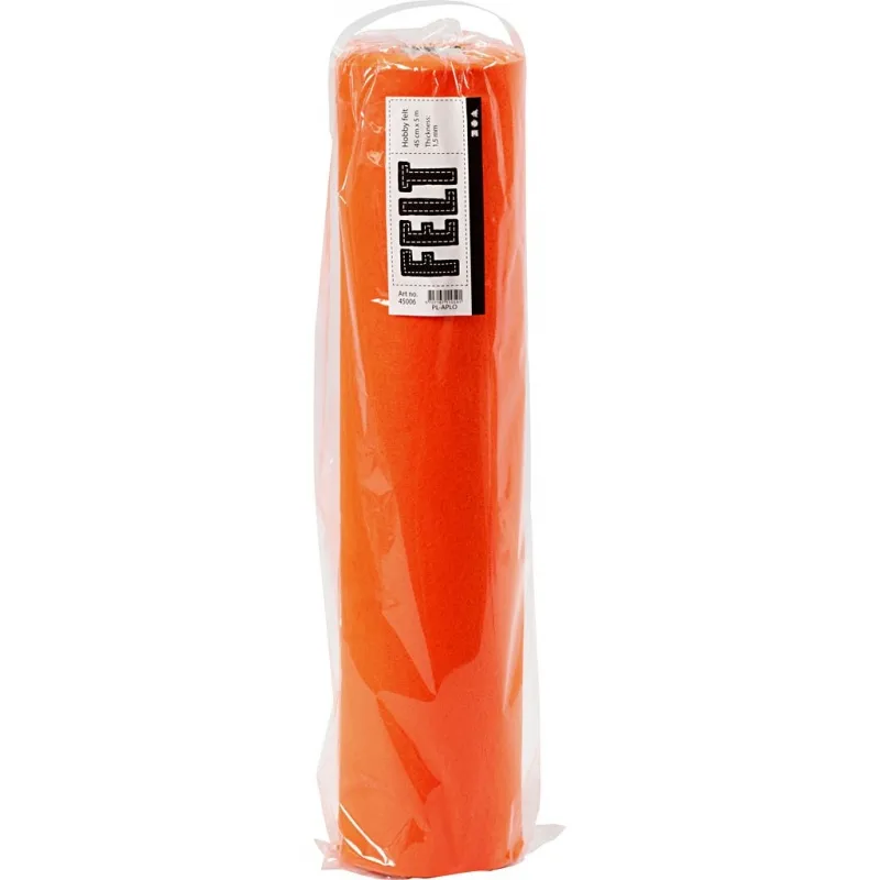 Bastelfilz, B 45 cm, Dicke 1,5-2 mm, 180-200 g, Orange, 5 m/ 1 Rolle