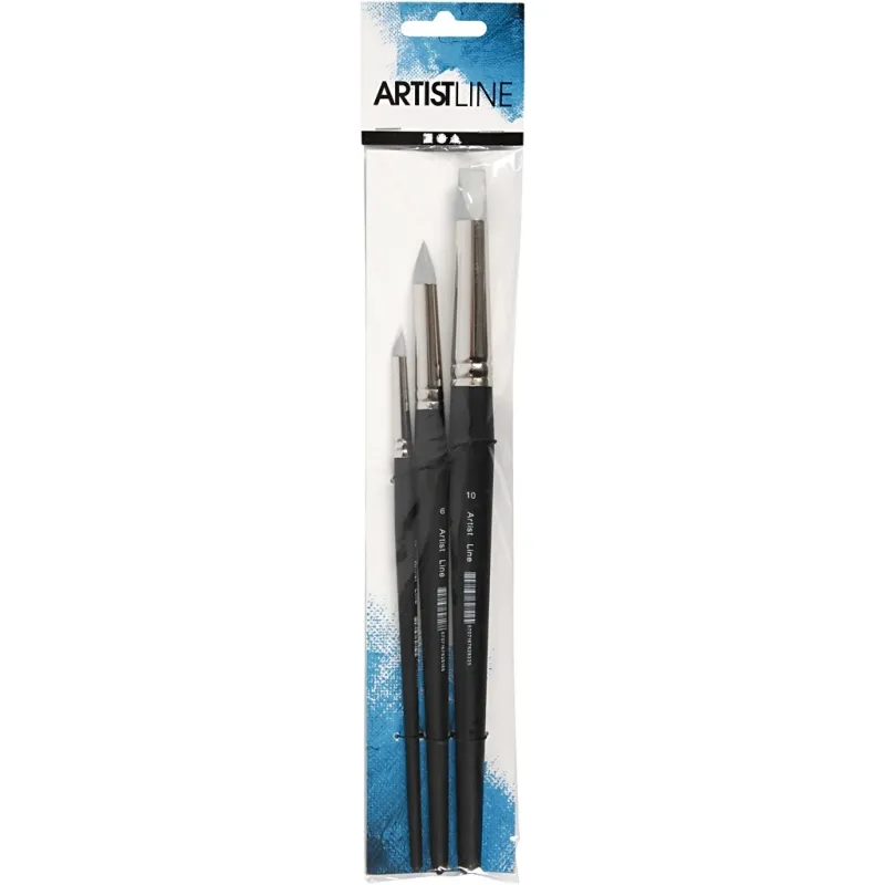 Artist Line Silikon-Pinsel, Nr. 2+6+10, L 19-25 cm, B 6+10+15 mm, Flach,rund, 3 Stk/ 1 Pck