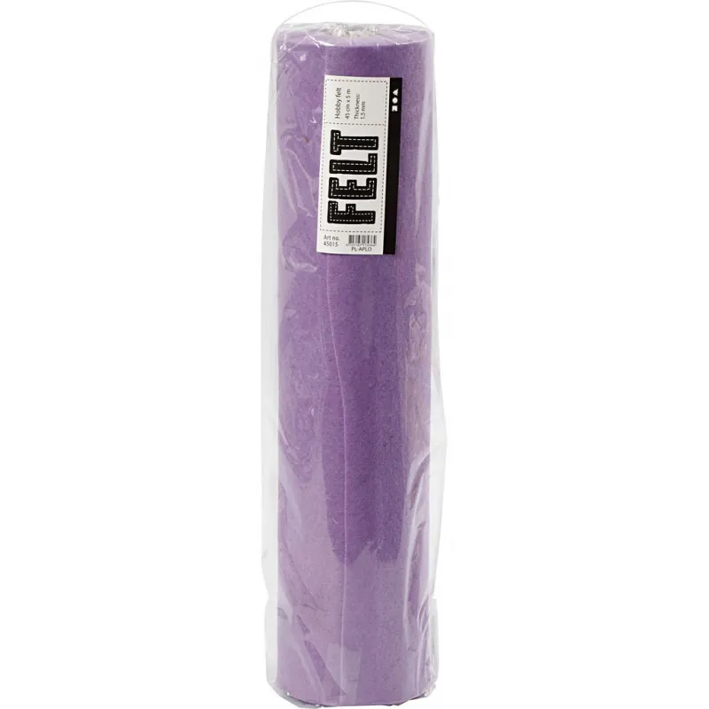 Bastelfilz, B 45 cm, Dicke 1,5-2 mm, 180-200 g, Helllila, 5 m/ 1 Rolle