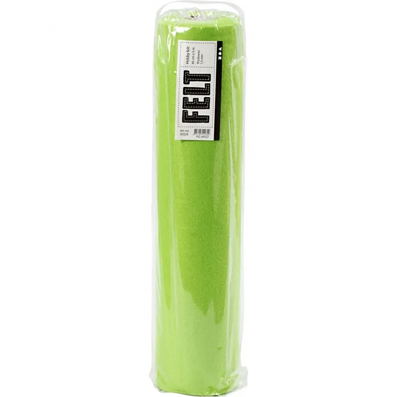 Bastelfilz, B 45 cm, Dicke 1,5-2 mm, 180-200 g, Hellgrün, 5 m/ 1 Rolle