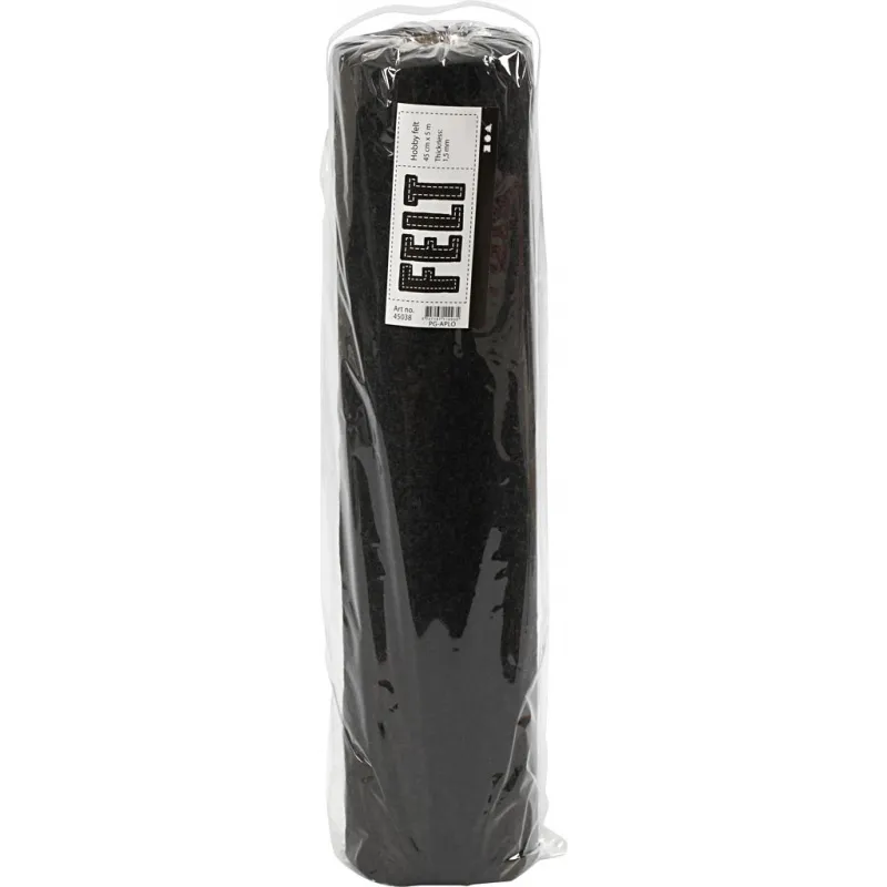 Bastelfilz, B 45 cm, Dicke 1,5-2 mm, meliert, 180-200 g, Schwarz, 5 m/ 1 Rolle