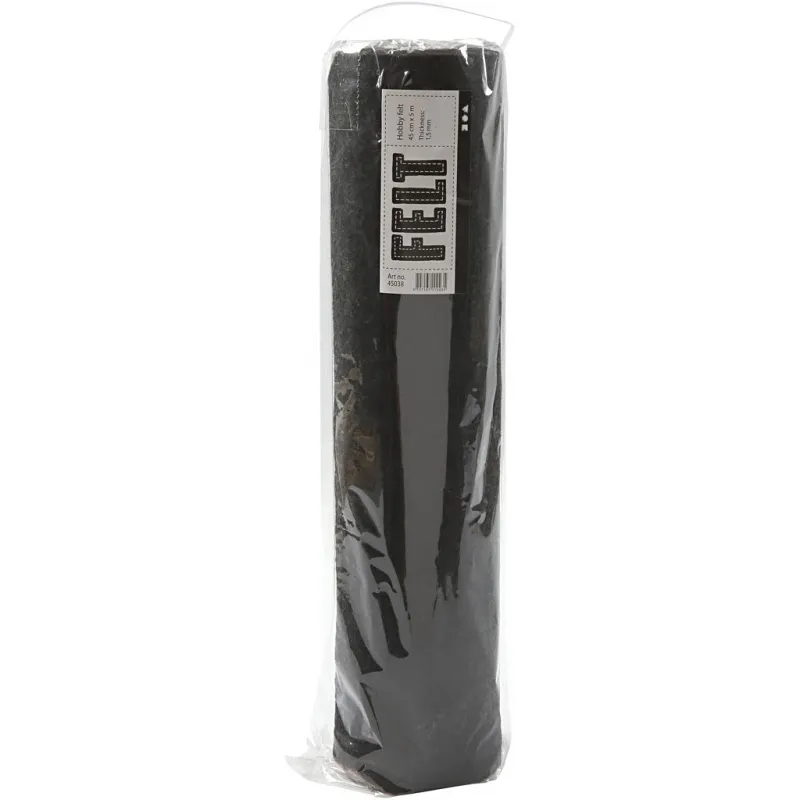 Bastelfilz, B 45 cm, Dicke 1,5-2 mm, meliert, 180-200 g, Schwarz, 5 m/ 1 Rolle