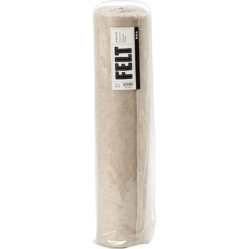 Bastelfilz, B 45 cm, Dicke 1,5-2 mm, meliert, 180-200 g, Naturweiß, 5 m/ 1 Rolle