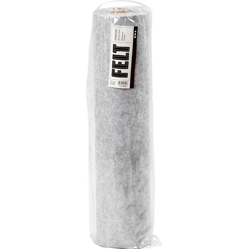Bastelfilz, B 45 cm, Dicke 1,5-2 mm, meliert, 180-200 g, Grau, 5 m/ 1 Rolle