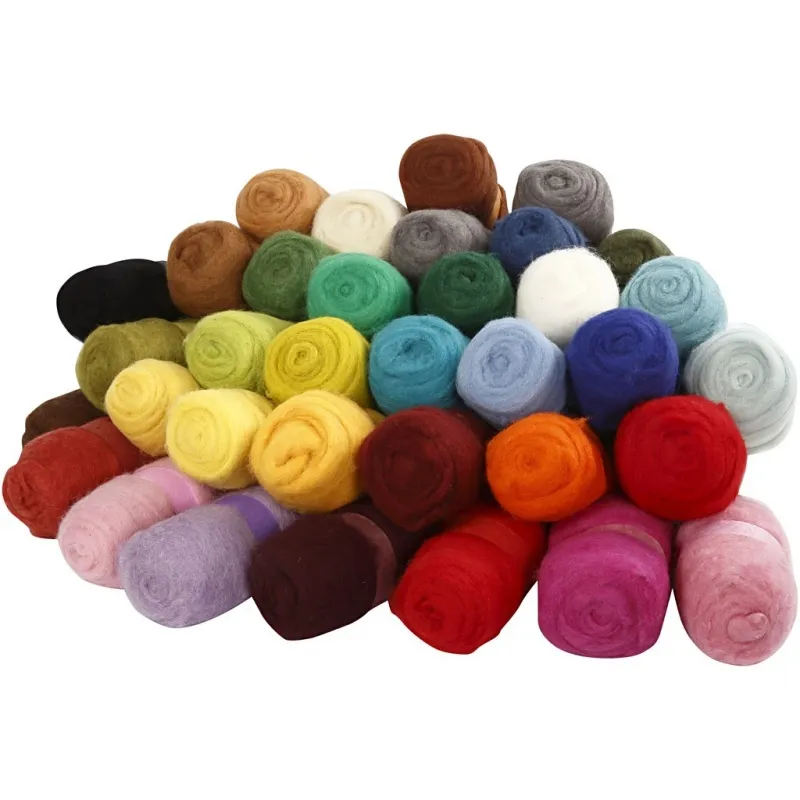 Kardierte Wolle , Sortierte Farben, 35x100 g/ 1 Pck