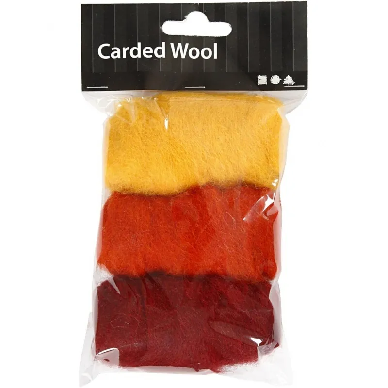 Kardierte Wolle , Harmonie in Gelb-Terrakotta, 3x10 g/ 1 Pck
