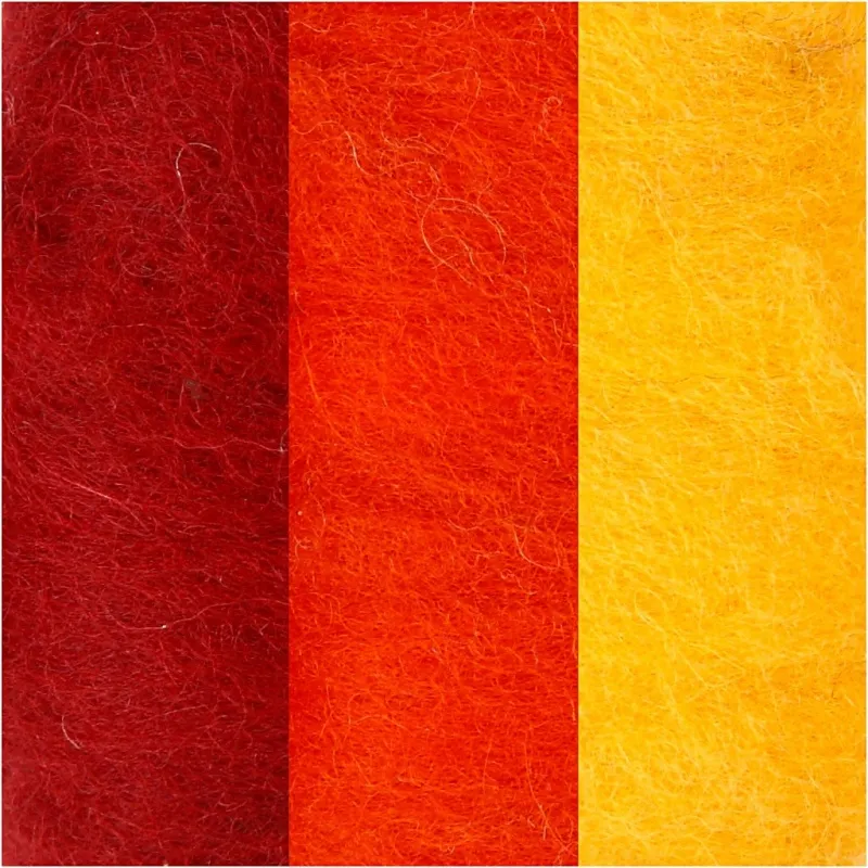 Kardierte Wolle , Harmonie in Gelb-Terrakotta, 3x10 g/ 1 Pck