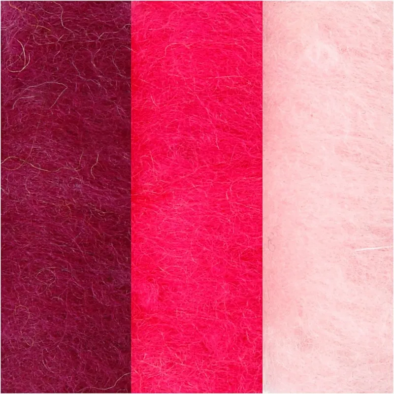 Kardierte Wolle , Harmonie in Lila-Pink, 3x10 g/ 1 Pck