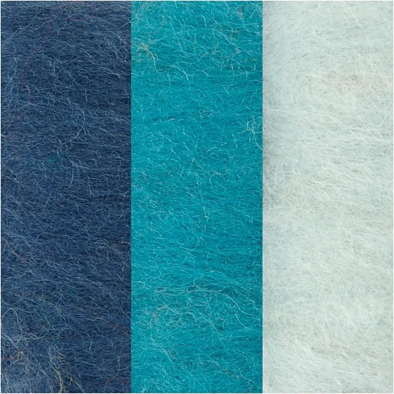 Kardierte Wolle , Harmonie in Blau, 3x10 g/ 1 Pck