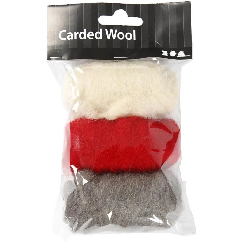 Kardierte Wolle , Harmonie in Rot-Weiß, 3x10 g/ 1 Pck