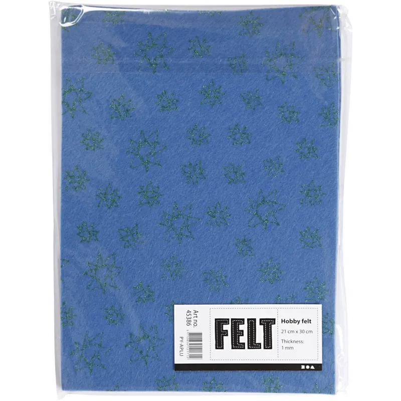 Bastelfilz, A4, Blatt 210x297 mm, Dicke 1,5-2 mm, Blau, 10 Bl./ 1 Pck
