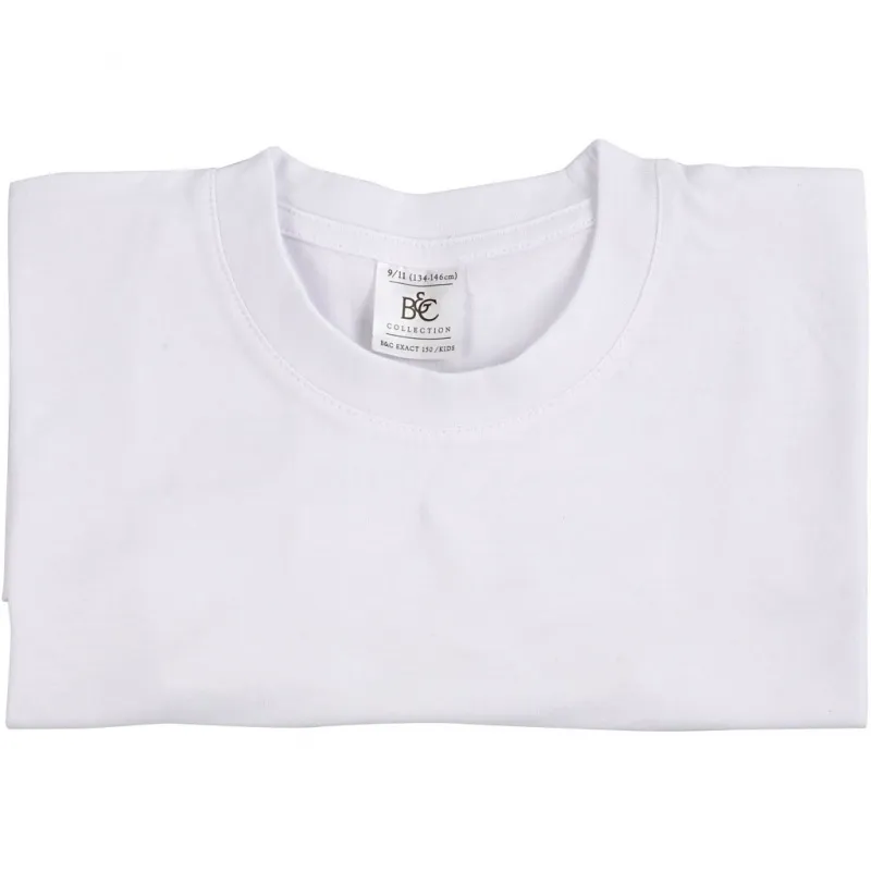 T-Shirt, B 42 cm, Größe 9-11 Jahre, Rundhalsausschnitt, 145 g, Weiß, 1 Stk