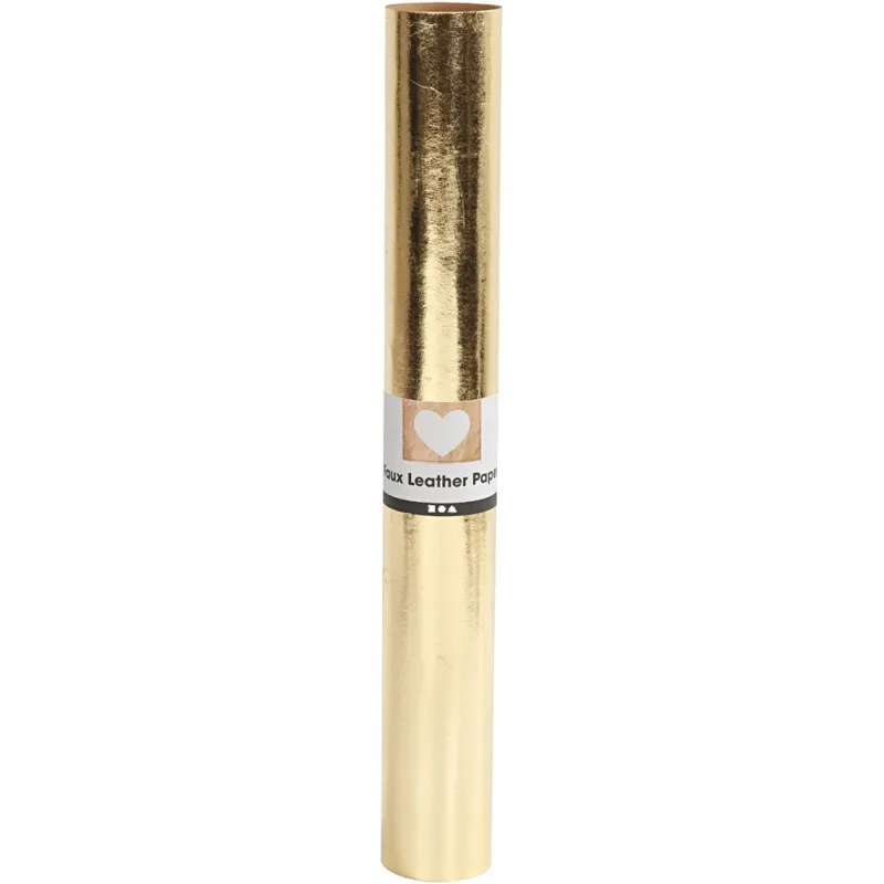 Kunstlederpapier, B 49 cm, Einfarbig,Foliedetails, 350 g, Gold, 1 m/ 1 Rolle