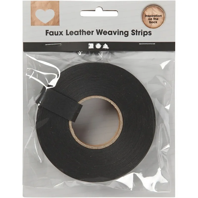 Lederpapierstreifen / Flechtstreifen, B 15 mm, Dicke 0,55 mm, Schwarz, 9.50 m/ 1 Rolle